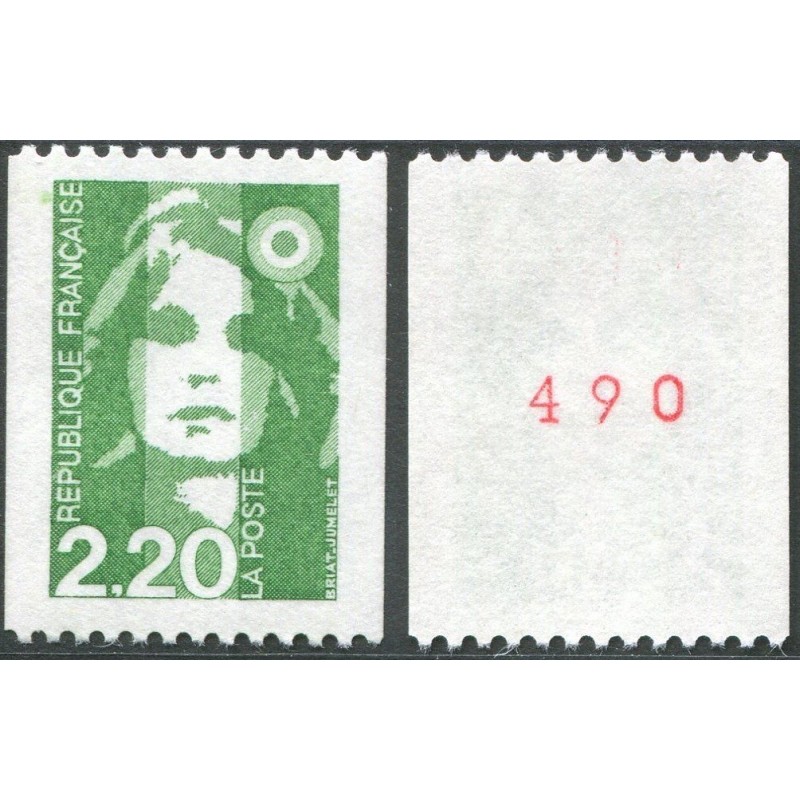 Timbre Yvert No 2718a numéro rouge variété de roulette