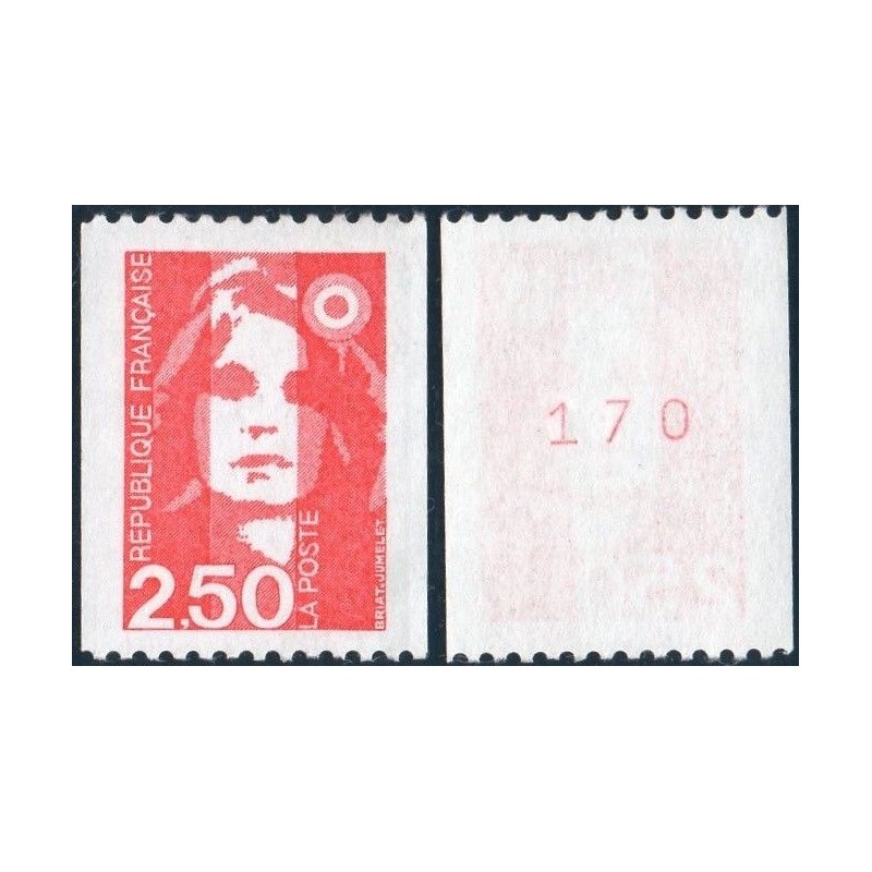 Timbre Yvert No 2719a numéro rouge variété de roulette