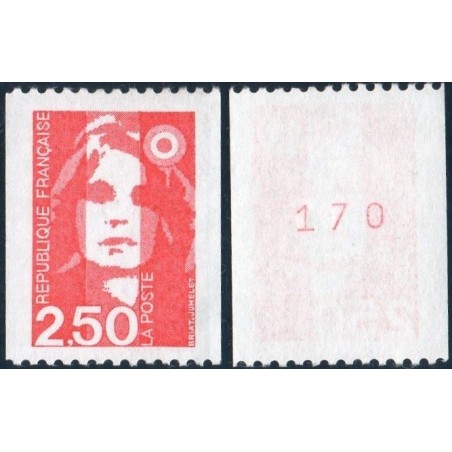 Timbre Yvert No 2719a numéro rouge variété de roulette