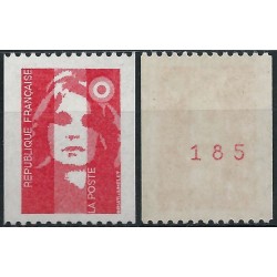 Timbre Yvert No 2819a Numéro rouge au dos Type Marianne du bicentenaire sans valeur rouge issu de roulette