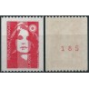 Timbre Yvert No 2819a Numéro rouge au dos Type Marianne du bicentenaire sans valeur rouge issu de roulette