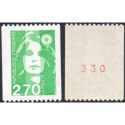 Timbre Yvert No 3008a numéro rouge variété de roulette