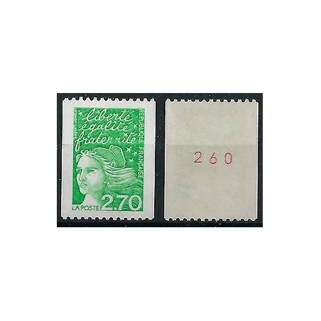 Timbre Yvert No 3100a numéro rouge variété Type marianne du 14 juillet luquet de roulette