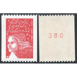 Timbre Yvert No 3418a numéro rouge variété type marianne du 14 juillet Luquet de roulette