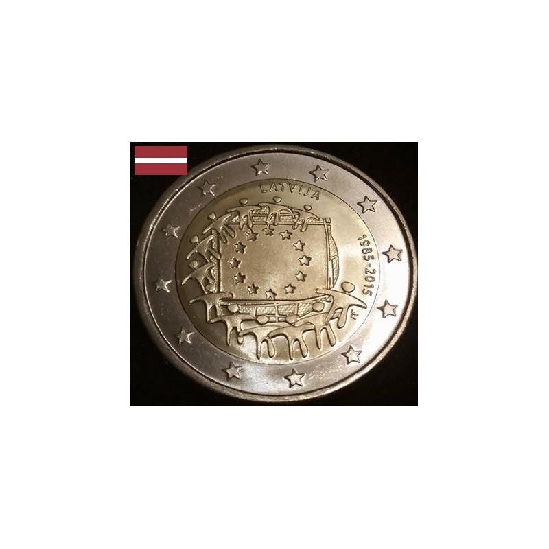 2 euros commémorative Lettonie 2015 Drapeau piece de monnaie €