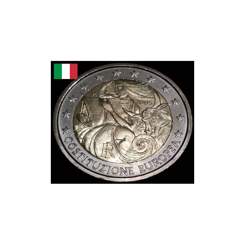 Pièce de 2 euros commémorative Italie 2005 Constitution européenne