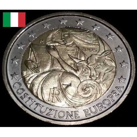 Pièce de 2 euros commémorative Italie 2005 Constitution européenne