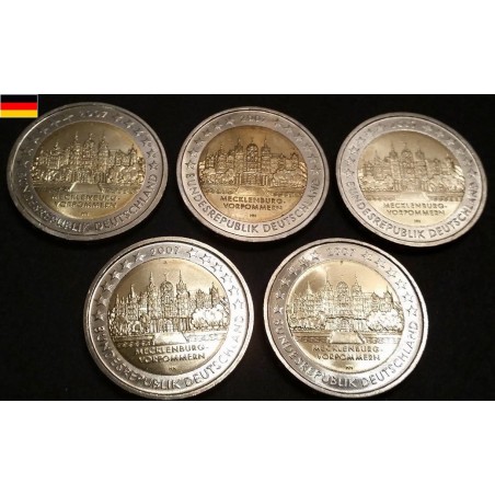 Pièces de 2 euros commémorative Allemagne 2007 5 ateliers Mecklembourg-Poméranie occidentale
