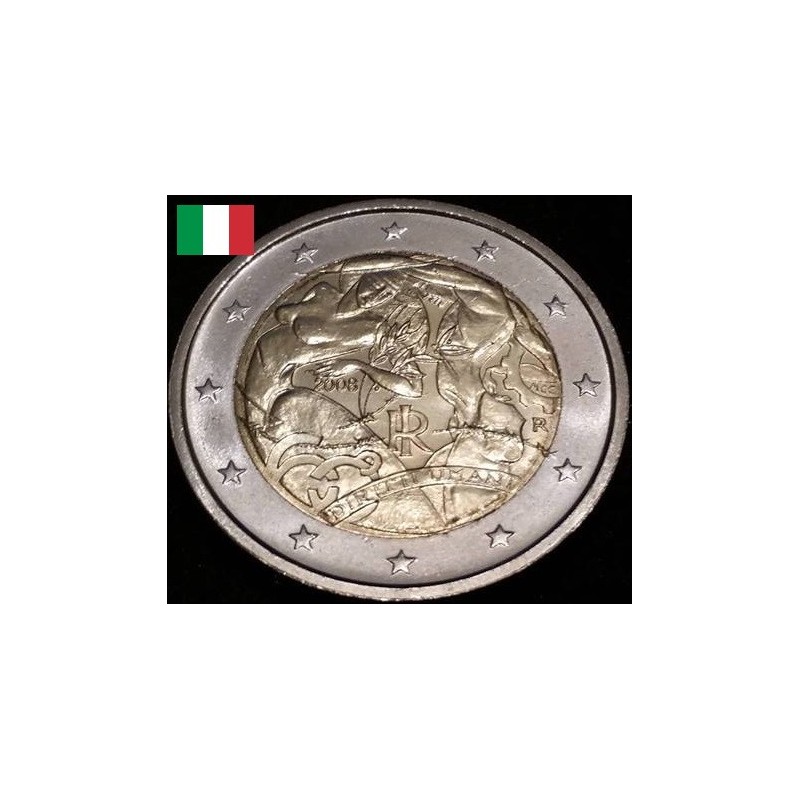 2 euros commémorative Italie 2008 Déclaration Universelle des Droits de l'Homme piece de monnaie €