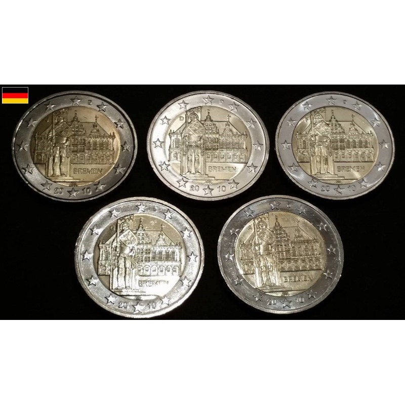 2 euros commémorative Allemagne 2010 5 ateliers Brème  pièces de monnaie €