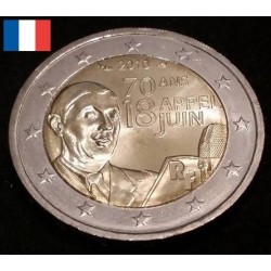 2 euros commémorative France 2010 appel du 18 juin piece de monnaie €