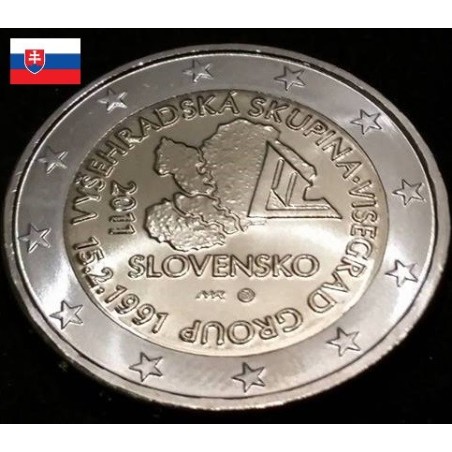 2 euros commémorative Slovaquie 2011 Groupe de Visegrád piece de monnaie €