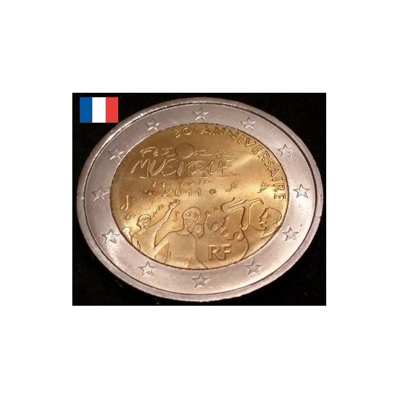 2 euros commémorative France 2011 fête de la musique  piece de monnaie €