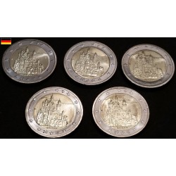 2 euros commémorative Allemagne 2012 5 ateliers Neuschwanstein pièces de monnaie €