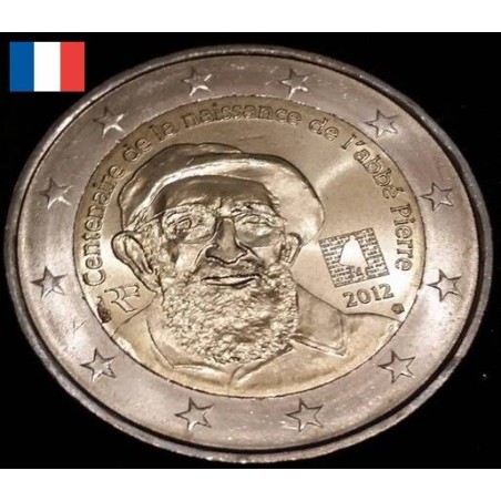 2 euros commémorative France 2012 l'Abbé Pierre pièce de monnaie €