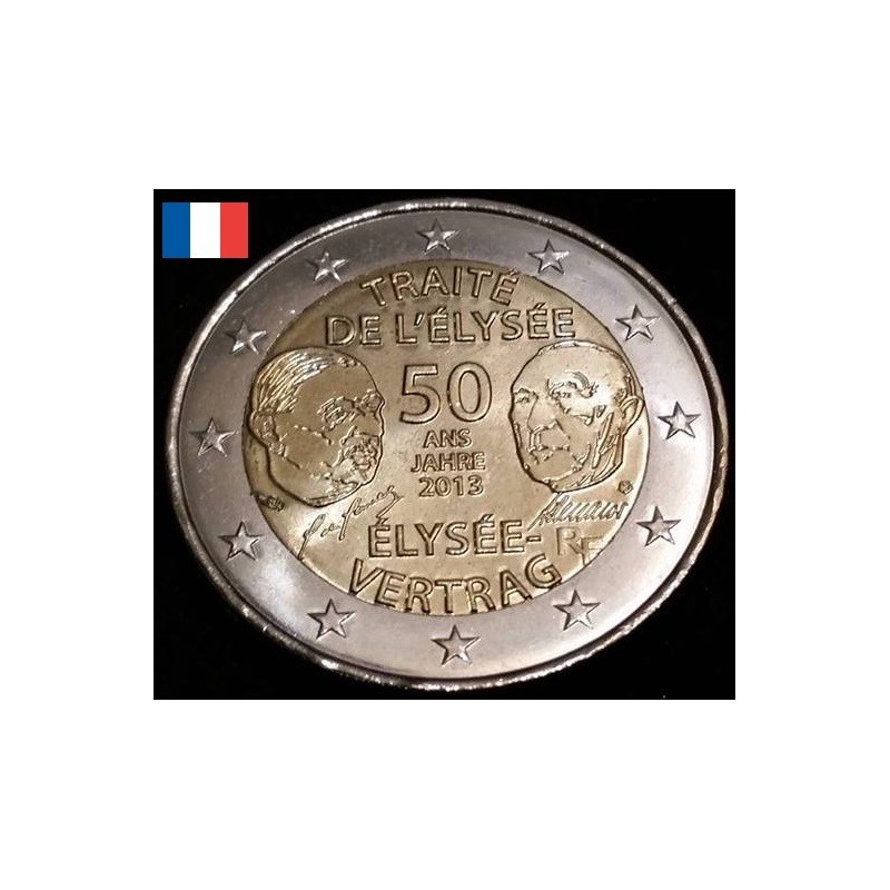 2 euros commémorative France 2013  traité de l'élysée piece de monnaie €
