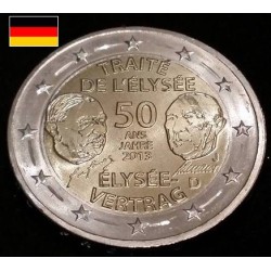 2 euros commémorative allemagne 2013  traité de l'élysée De Gaulle et Adenauer piece de monnaie €