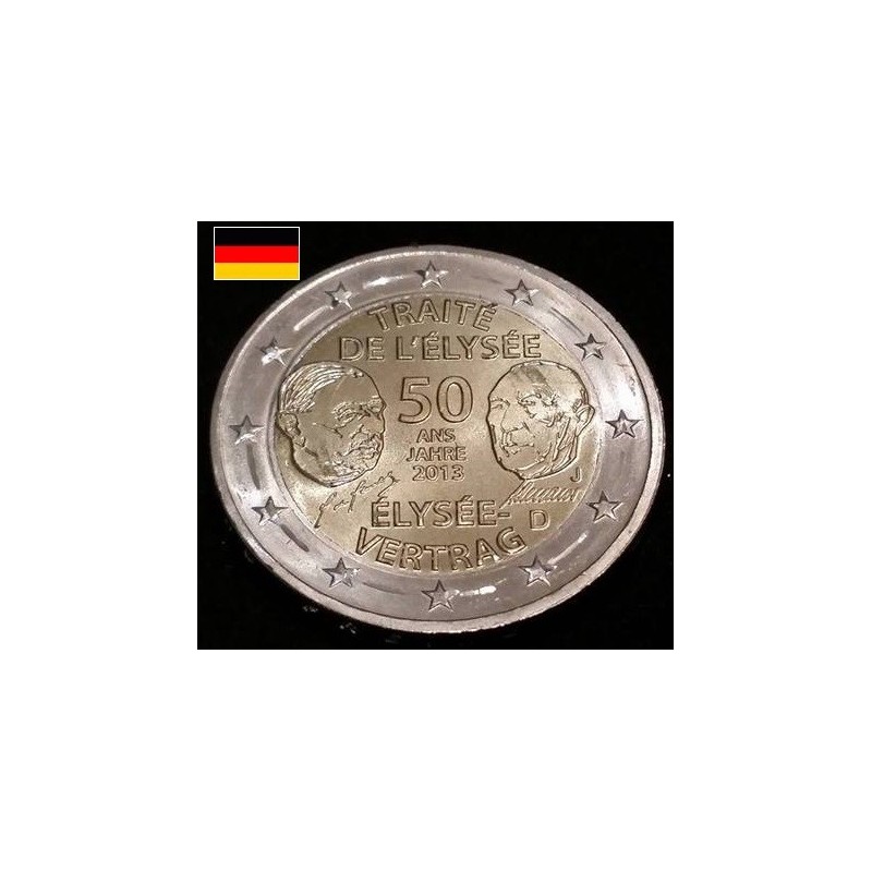 2 euros commémorative allemagne 2013  traité de l'élysée De Gaulle et Adenauer piece de monnaie €