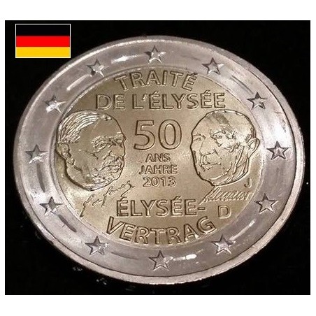 2 euros commémorative allemagne 2013  traité de l'élysée De Gaulle et Adenauer piece de monnaie €