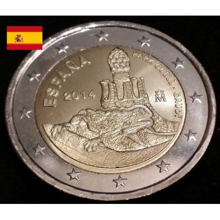 2 euros commémorative Espagne 2014 Parc Guell par antoni Gaudi piece de monnaie €