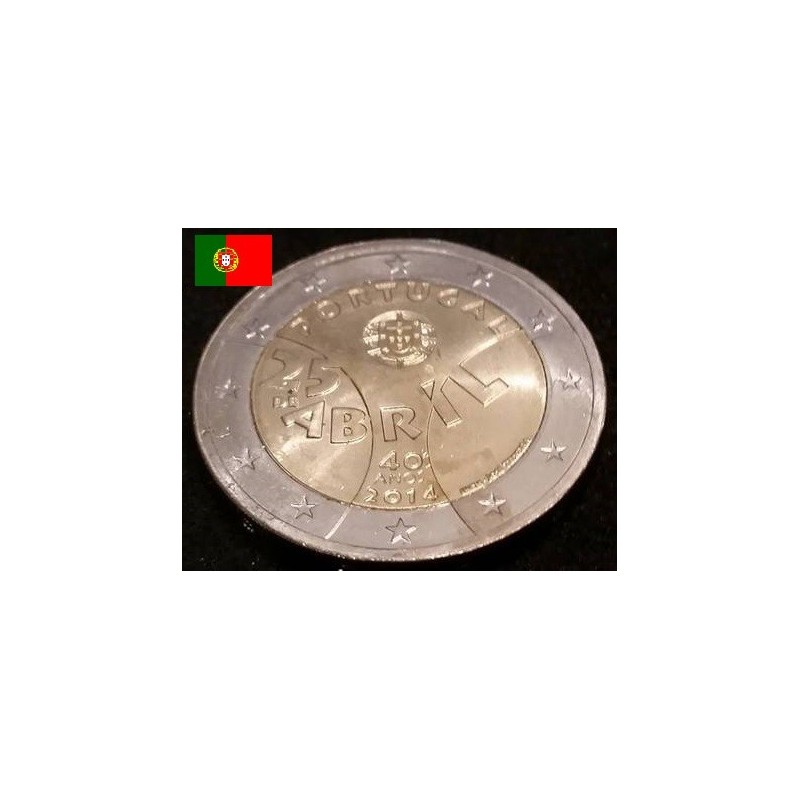 2 euros commémorative Portugal 2014 40 ans  de la révolution des oeillets piece de monnaie €