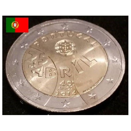 2 euros commémorative Portugal 2014 40 ans  de la révolution des oeillets piece de monnaie €