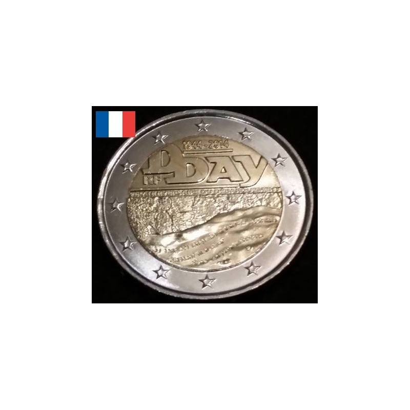 2 euros commémorative France 2014 Dday, jour du débarquement  piece de monnaie €
