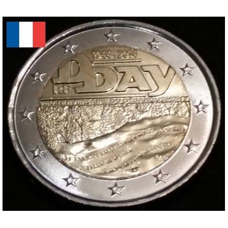 2 euros commémorative France 2014 Dday, jour du débarquement  piece de monnaie €