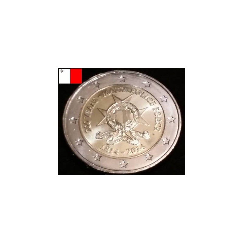 2 euros commémorative Malte 2014 Forces de Police  piece de monnaie €