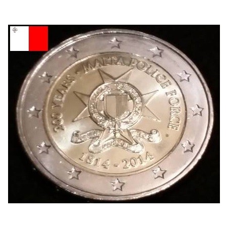 2 euros commémorative Malte 2014 Forces de Police  piece de monnaie €