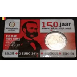 2 euros commémorative Belgique 2014 150 ans de la croix rouge version francais sous vcoincard