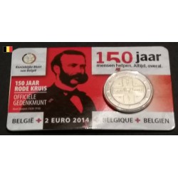 2 euros commémorative Belgique 2014 150 ans de la croix rouge version Flamande sous vcoincard