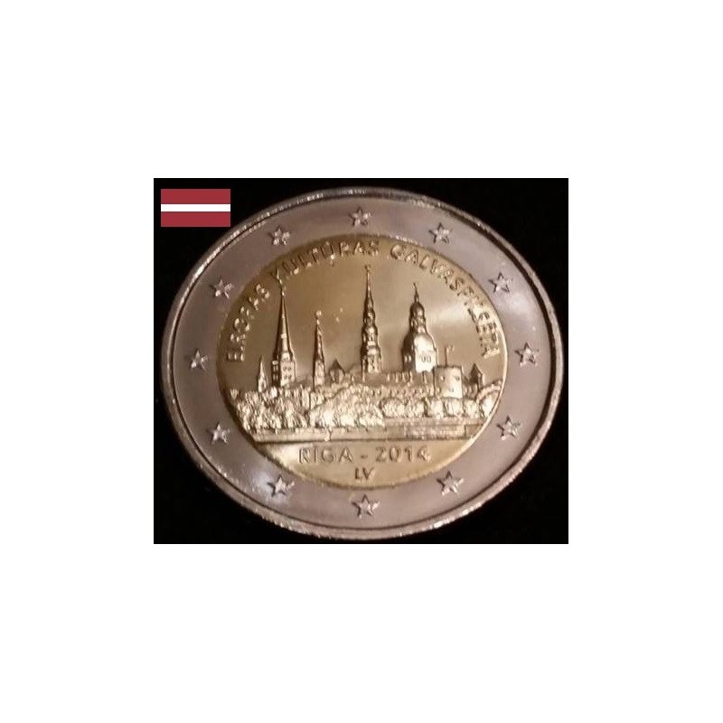 2 euros commémorative Lettonie 2014 Riga  piece de monnaie €