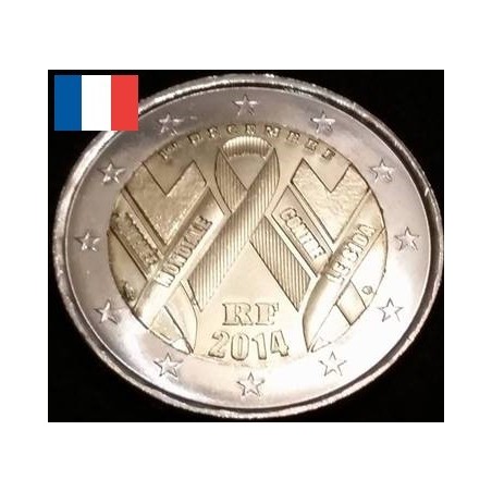 2 euros commémorative France 2014 sidaction sida Aids piece de monnaie €