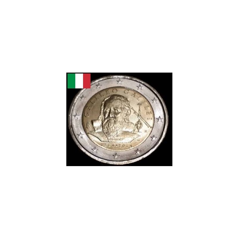 2 euros commémorative Italie 2014 galilée piece de monnaie €