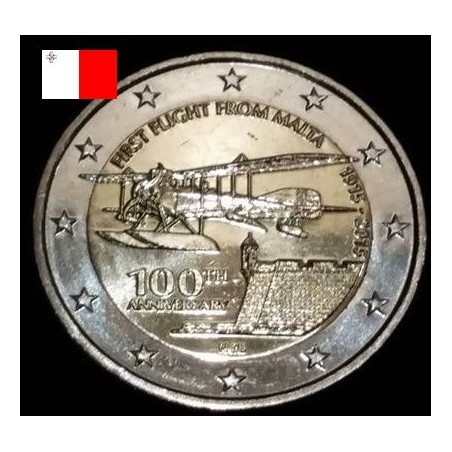 2 euros commémorative Malte 2015 100 ans du premier vol de malte piece de monnaie €