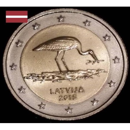 2 euros commémorative Lettonie 2015 la Cigogne piece de monnaie €