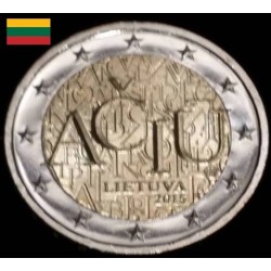 2 euros commémorative Lituanie 2015 Langue lituanienne piece de monnaie €