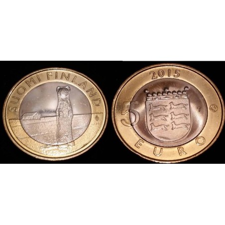 5 euros Finlande 2015, Faune Ostrobotnie, Hermine  pièce de monnaie