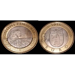 5 euros Finlande 2015, Faune des provinces, Satakunta « Le Castor Européen  » piece de monnaie