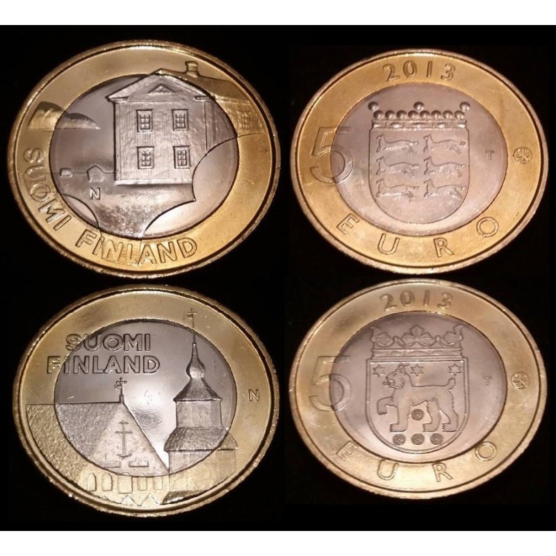 5 euros Finlande 2013, Architecture Tavastia et Otrobothnia piece de monnaie