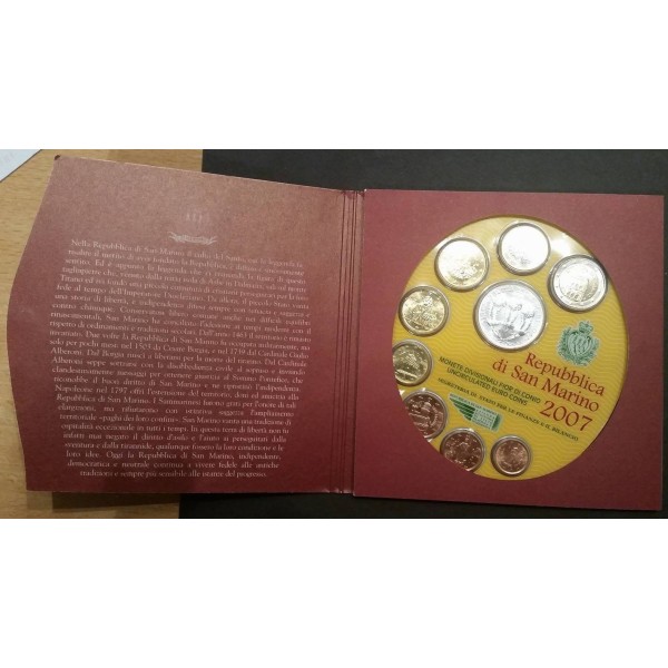 Coffret BU Saint-Marin 2007 pièces de monnaie Euro