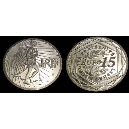 Pièce 15 euros France 2008 Semeuse Argent