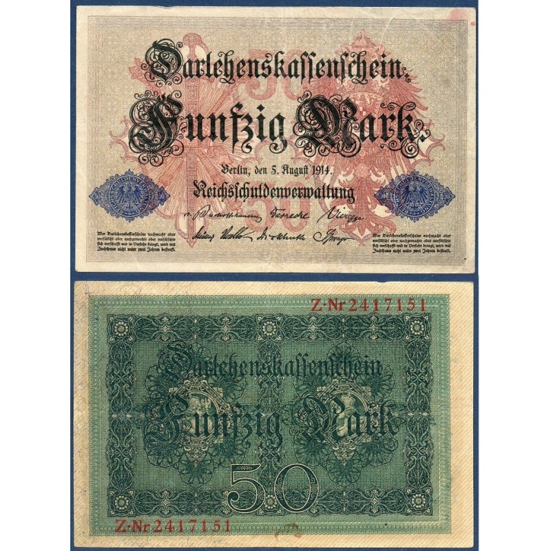 Allemagne Pick N°49b, Billet de banque de 50 Mark 1914