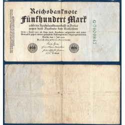 Allemagne Pick N°74b, Billet de banque de 500 Mark 1922