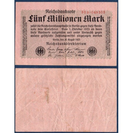Allemagne Pick N°105, Billet de banque de 5 millions de Mark 1923
