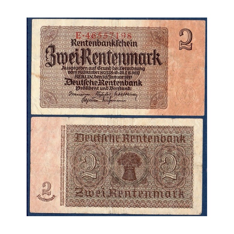 Allemagne Pick N°174b, Billet de banque de 2 Mark 1937