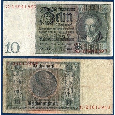 Allemagne Pick N°180a, Billet de banque de 10 Mark 1929