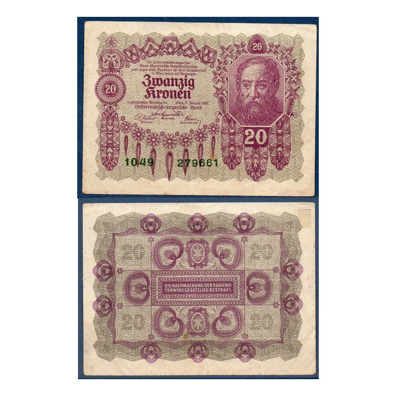 Autriche Pick N°76, Billet de banque de 20 Kronen 1922
