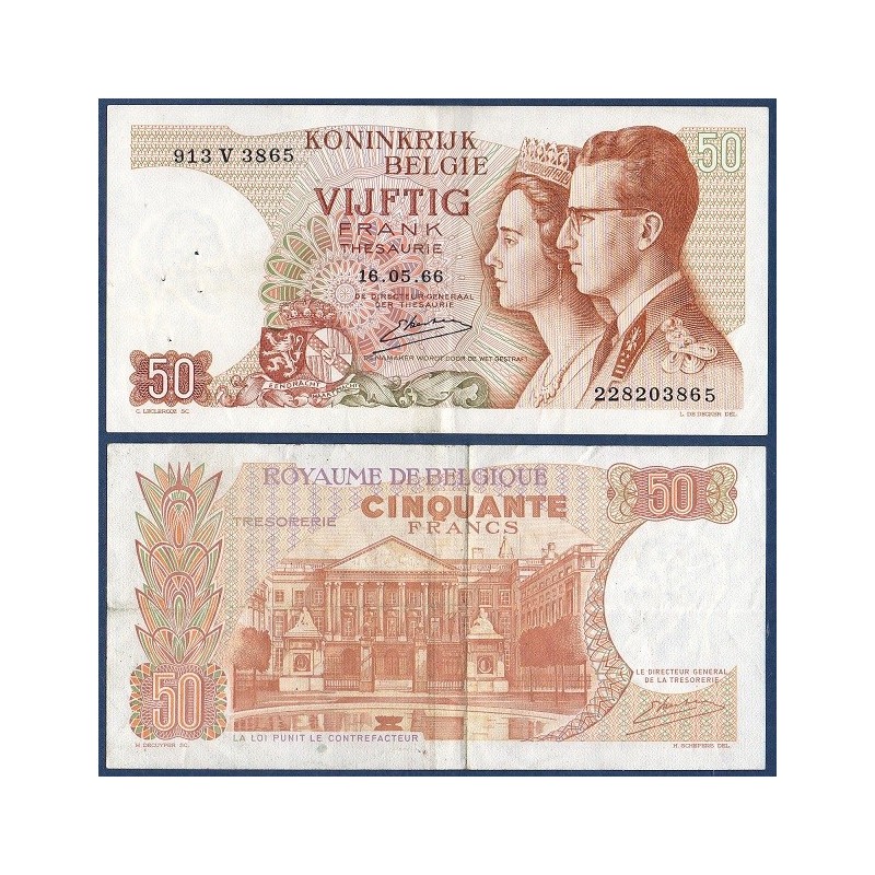Belgique P.139, Billet de 50 Franc 1966 Baudouin Fabiola